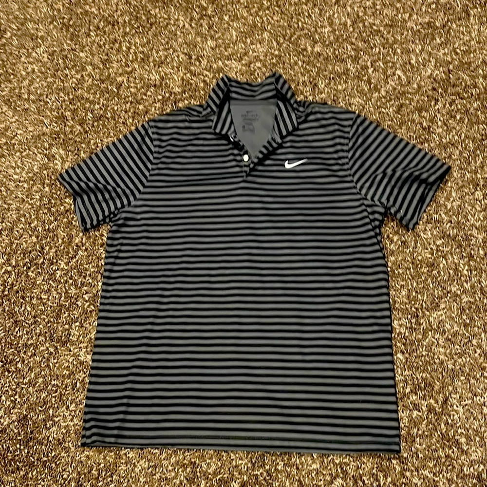 Nike Men's Black Striped Polo Shirt